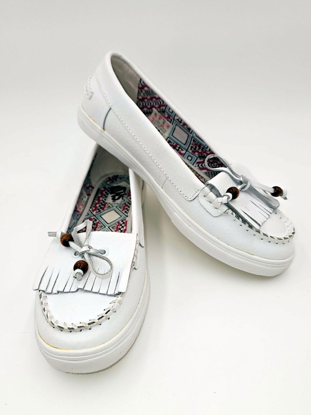 VANS Mikalah White Leather Moccasins Shoes Sneakers Women's Size 7.5
